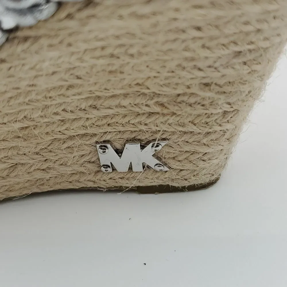 Michael Kors Silver Espadrille Wedge Sandals. SIZE 7M. S854‎